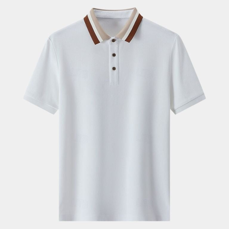 Chiel | Lichtgrijze polo met contrastkraag