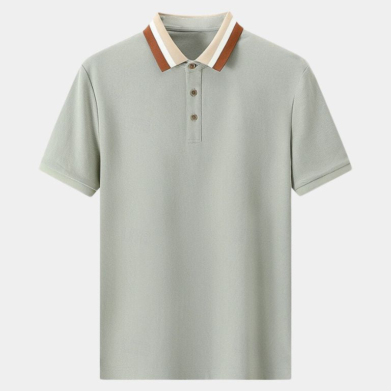Chiel | Lichtgrijze polo met contrastkraag