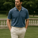 Dick | Zwarte polo met open kraag
