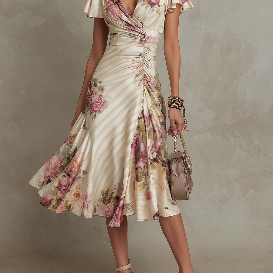 Ajda - Elegancka midi sukienka z satyny