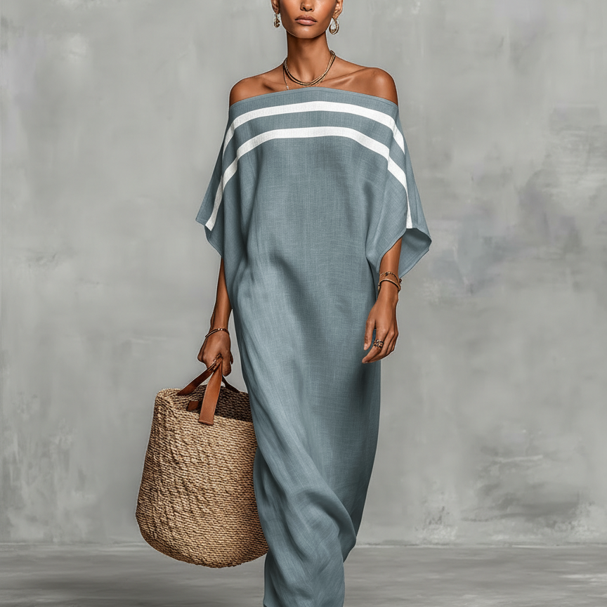 Apolonia - Maxi Sukienka z Lnu w Stylu Minimalistycznym