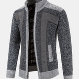 Hein | Trui met rits en patchwork van imitatiesuède
