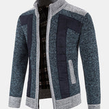 Hein | Trui met rits en patchwork van imitatiesuède