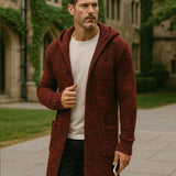Ype | Bruin gebreid vest met capuchon