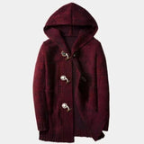 Ype | Bruin gebreid vest met capuchon