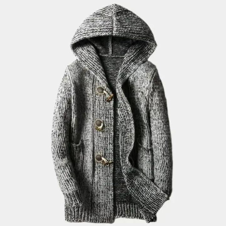 Ype | Bruin gebreid vest met capuchon
