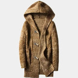 Ype | Bruin gebreid vest met capuchon