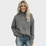 Aroa - Sweter pleciony z golfem