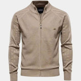 Wiebe | Taupe gebreid vest met rits