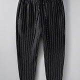 Joost | Gestreepte linnen cropped broek
