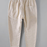 Joost | Gestreepte linnen cropped broek