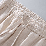 Joost | Gestreepte linnen cropped broek