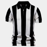 Wiktor - Koszulka polo w pionowe paski z suwakiem