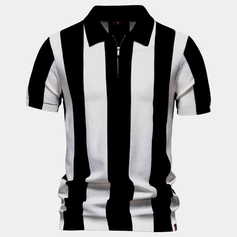 Wiktor - Koszulka polo w pionowe paski z suwakiem