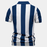 Wiktor - Koszulka polo w pionowe paski z suwakiem