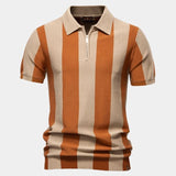 Wiktor - Koszulka polo w pionowe paski z suwakiem