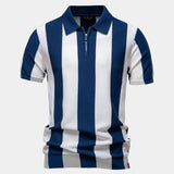 Wiktor - Koszulka polo w pionowe paski z suwakiem