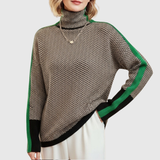 Iwona - Sweter z wysokim kołnierzem w jodełkę Luxe