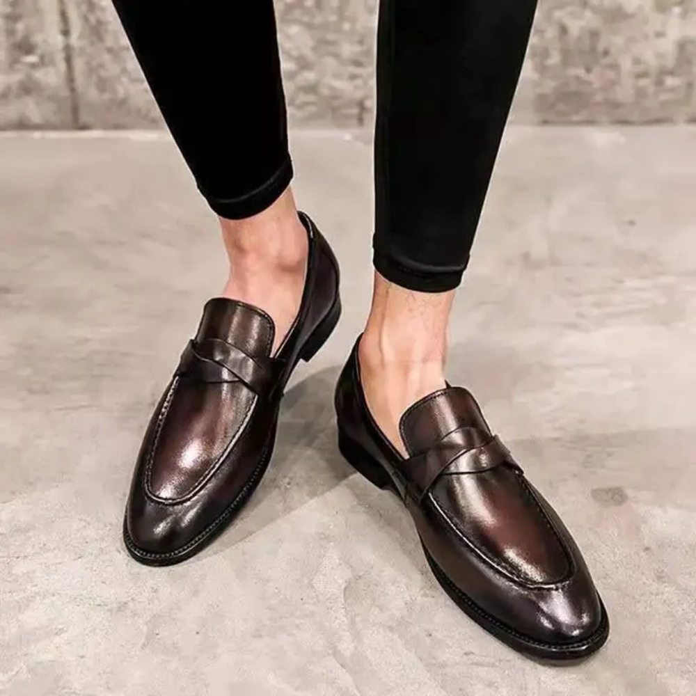 Ksawery - Eleganckie skórzane penny loafersy