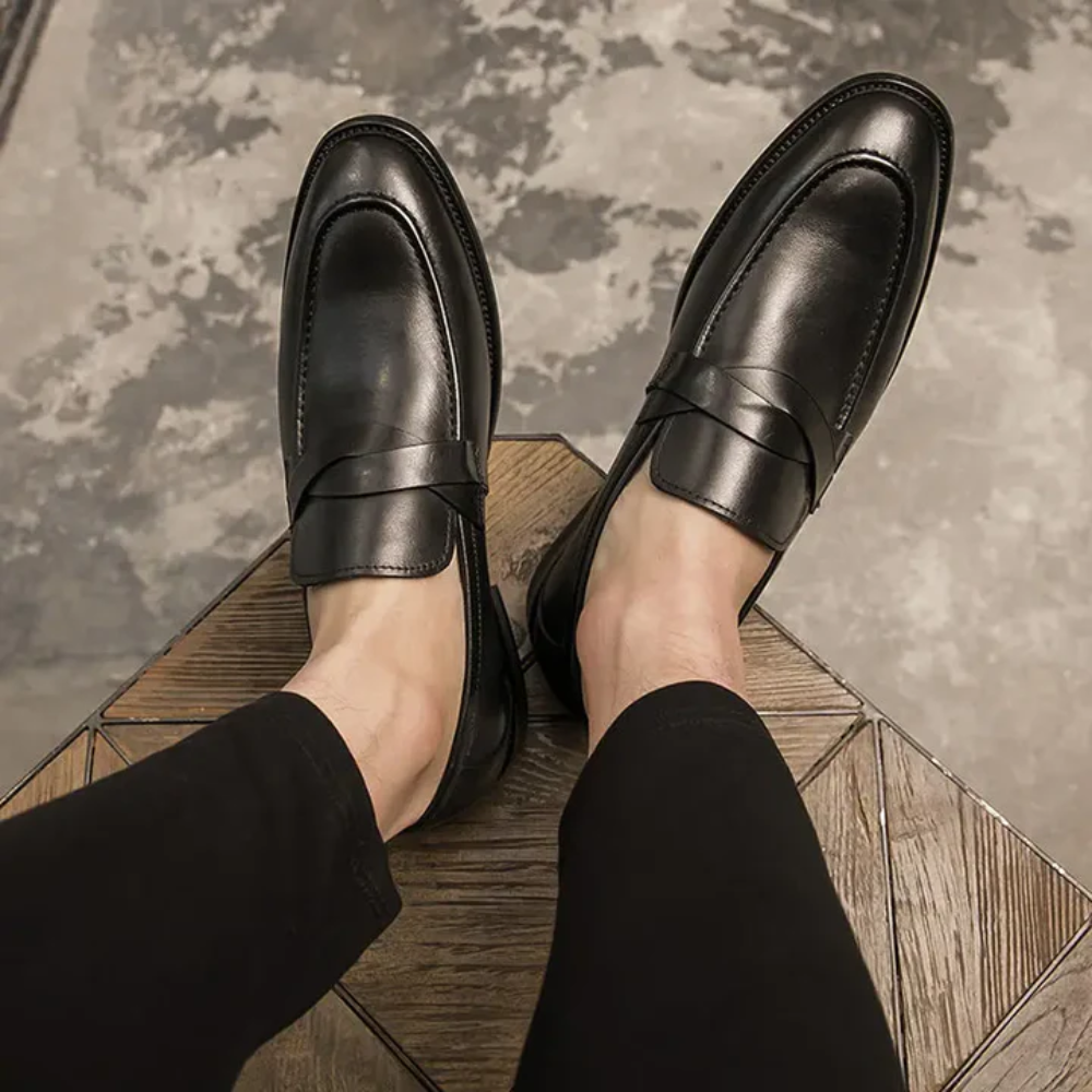 Ksawery - Eleganckie skórzane penny loafersy
