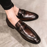 Ksawery - Eleganckie skórzane penny loafersy