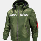 Quinten | Bomber jack met nasa-borduursel en afneembare capuchon