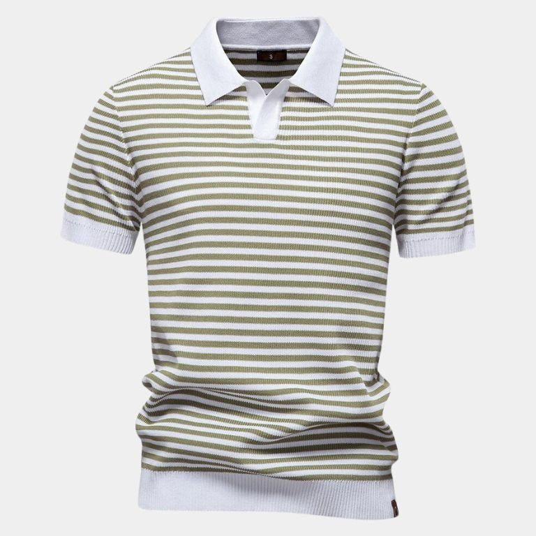 Richard | Gestreepte polo in marineblauw