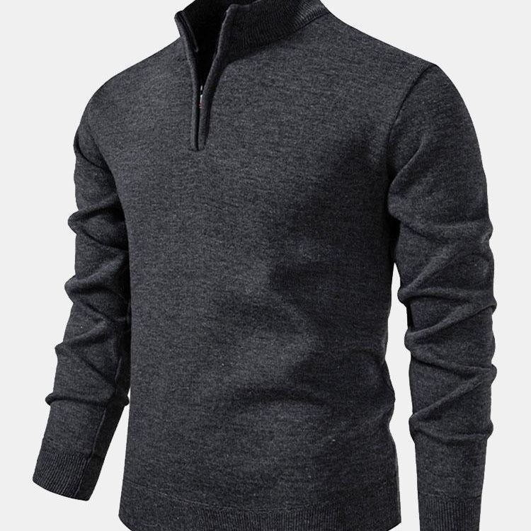 Richard | Relaxed-fit trui met hoge kraag en rits