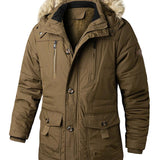 Ronald | Coat met imitatiebontkraag en afneembare capuchon