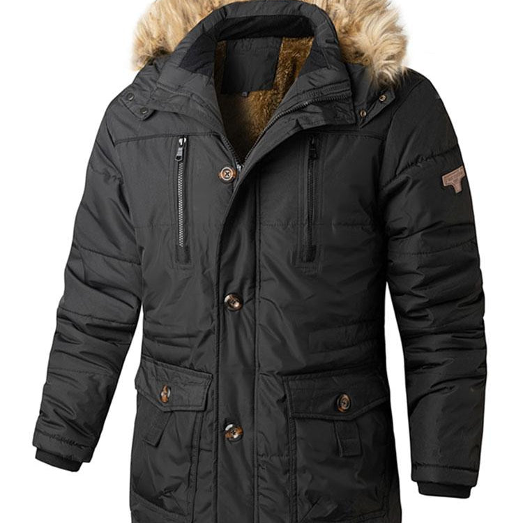 Ronald | Coat met imitatiebontkraag en afneembare capuchon