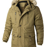 Ronald | Coat met imitatiebontkraag en afneembare capuchon