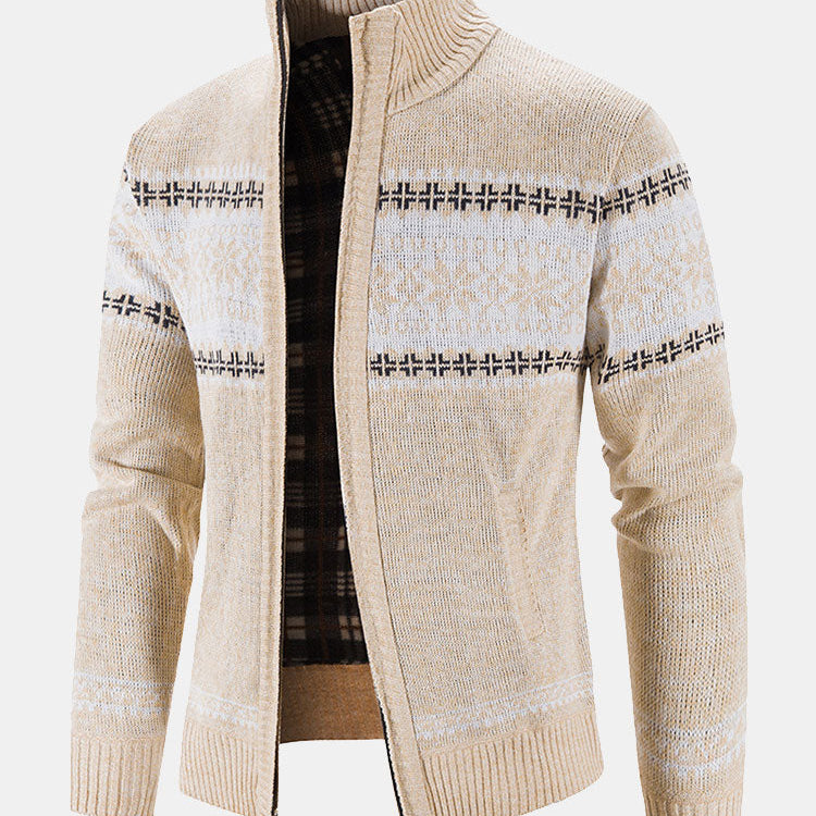 Rutger | Trui met geometrisch patroon en rits