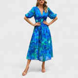Claire - Elegancka Midi Sukienka Kwiatowa