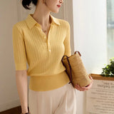 Amy - Gładki Sweter Polo