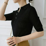 Amy - Gładki Sweter Polo