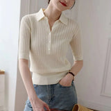 Amy - Gładki Sweter Polo