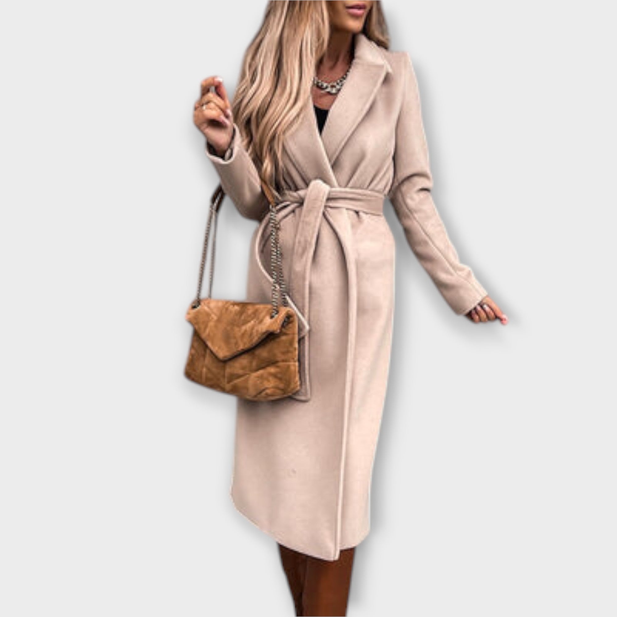 Eliza - Elegancki Długi Płaszcz com kokardkami