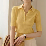 Amy - Gładki Sweter Polo