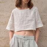 Bela - Boxy len crop top