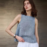 Czesława - Odwracalna kamizelka z chambray