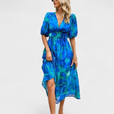 Claire - Elegancka Midi Sukienka Kwiatowa