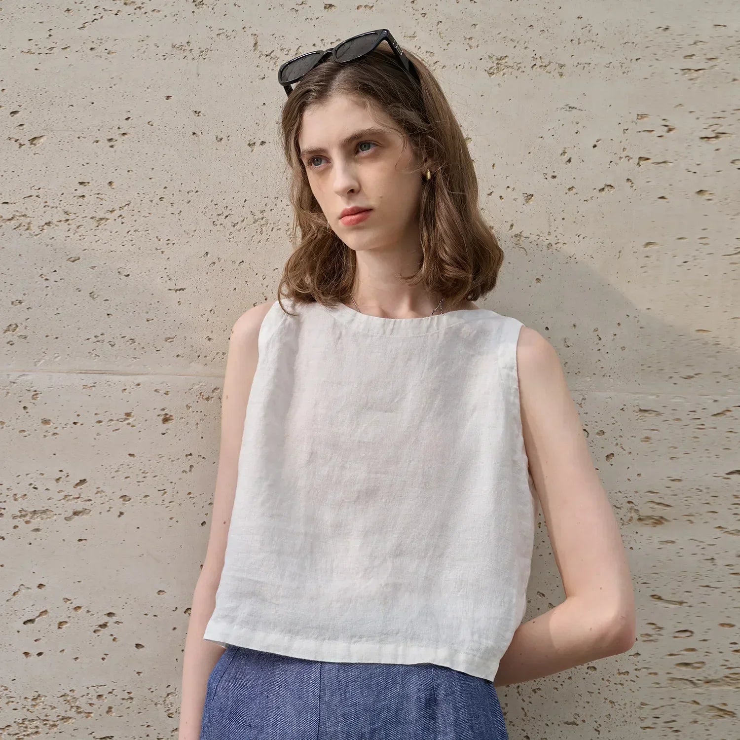Asymetria - Asymetryczny leniany crop top