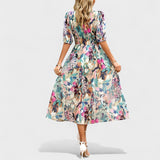 Claire - Elegancka Midi Sukienka Kwiatowa