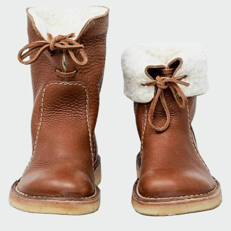 Męska - Męskie wodoodporne skórzane buty com wełną