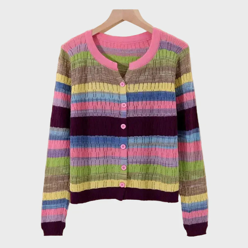 Honorata - Sweter em Paski Inspirowany Stylem Retro