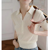 Amy - Gładki Sweter Polo