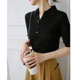 Amy - Gładki Sweter Polo