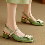 Salomea - Eleganckie damskie buty z kwiatowym detalem