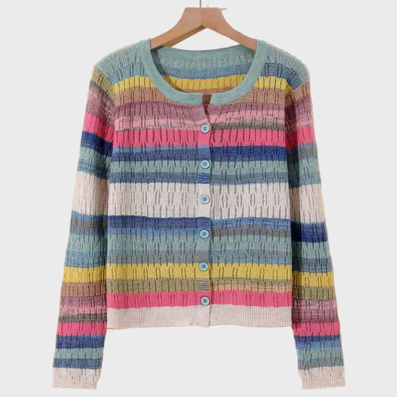 Honorata - Sweter em Paski Inspirowany Stylem Retro