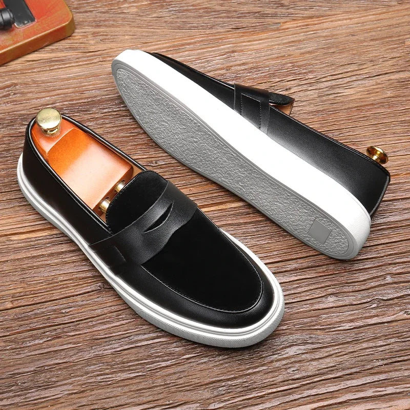Sikko | Zwarte leren penny loafers